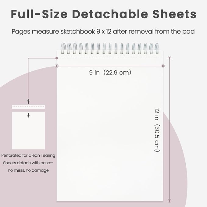 Cute Sketch Book for Kids Ages 8-12 Girls, 1 Pack-100 Sheets Purple Sketch Book - Image 2