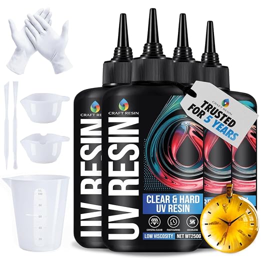 CRAFT RESIN 1000g UV Resin Kit Hard Type Low Viscosity – Crystal Clear and by CraftResin