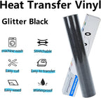 guangyintong Heat Transfer Vinyl Glitter Black HTV Rolls, Glitter Black HTV - Image 6
