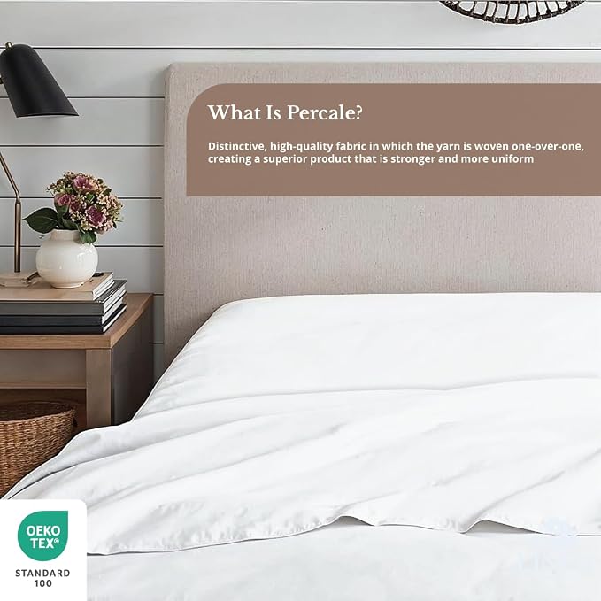 Linen Home 100% Cotton Percale 1 Flat Sheet, Twin Size - Image 4