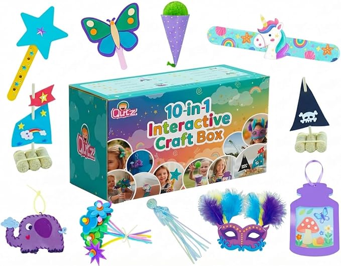 QuTZ Crafts for Kids Ages 4-8, 10-in-1 Toddler Craft Box, Build Projects that by Qutz-AFunLand