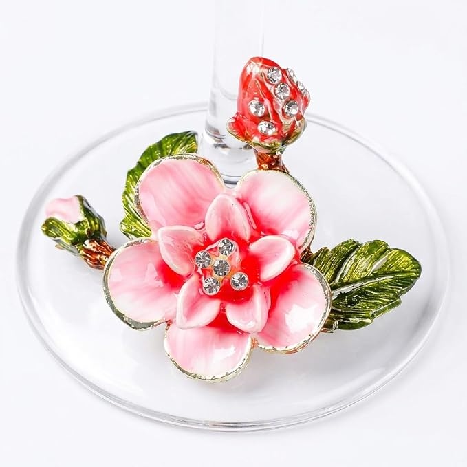 Simcat Handmade Painted Enamel Flower Glass Wine Glasses Transparent Refined - Image 5