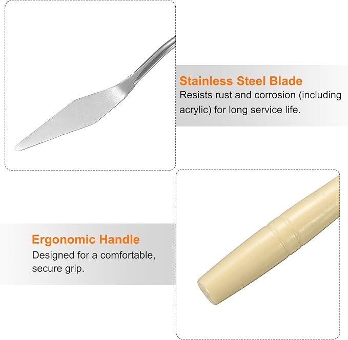 HARFINGTON 8pcs Palette Knife Painting Tool 6.3" Pointed Stainless Steel Blade - Image 5
