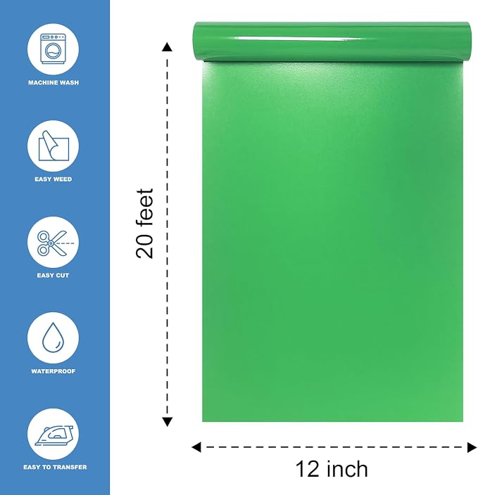 Fruit Green Heat Transfer Vinyl HTV Roll Matte PU 12" x 20 ft. | Easy to Cut - Image 2