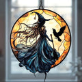 Witch Faux Mosaic Acrylic Suncatcher Stained Glass Effect Window Car Hanging by AVAGAN