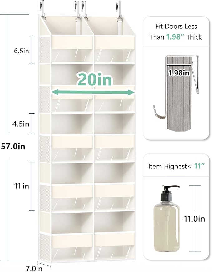 UVIAHOMI Heavy Duty Over The Door Organizer 5 Tiers, Extra Large Behind Door - Image 2