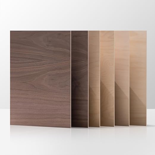 Rowood 6 Pack Plywood 1/8, 2 Pack Walnut+2 Pack Basswood+Double Pack Birch by RowoodAssembleArtDecorateLife