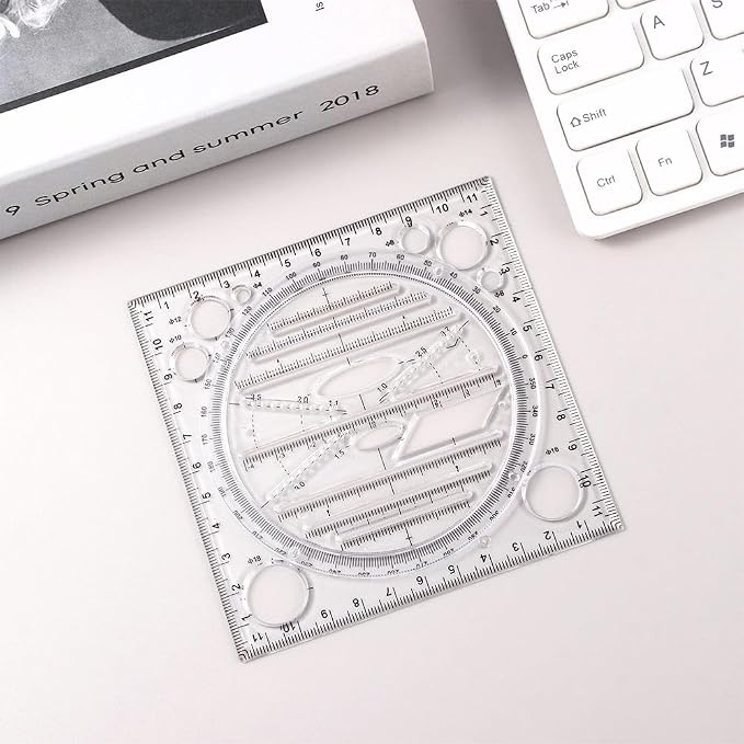 2 Pcs Multifunctional Drawing Ruler, Angle and Circle Maker Drawing Geometric - Image 2