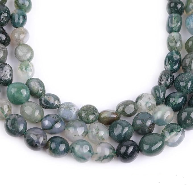 HAAMIIQII Natural Green Moss Agate Pebble Stone 5-8mm Small Irregular Freeform - Image 4