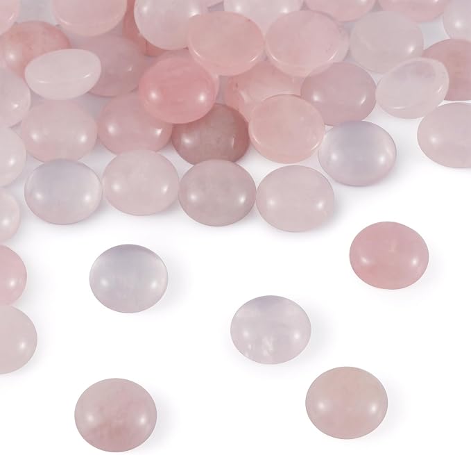 FASHEWELRY 50Pcs Natural Rose Quartz Cabochons Flat Back Gemstone Cabochons - Image 7
