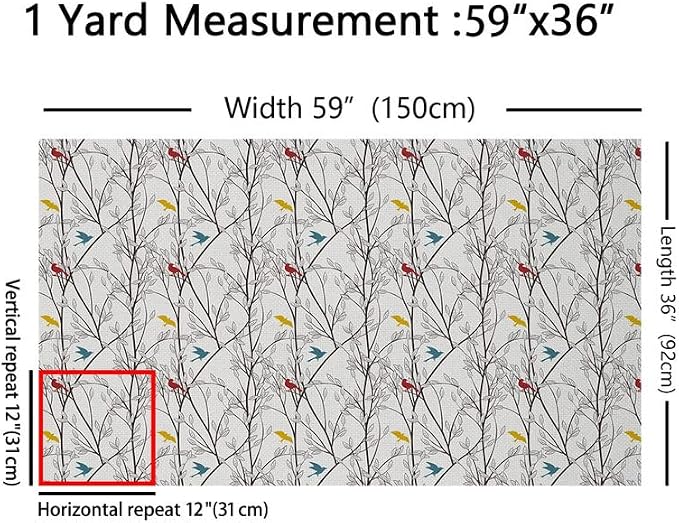 Feelyou Tree Branches Upholstery Fabric by The Yard, Nature Cute Birds - Image 2