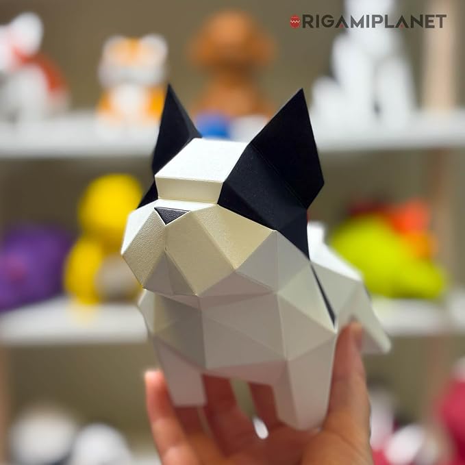 Bulldog 3D Origami Paper Craft Kit, Easy DIY Pre-Cut Puppies Paper Sculpture - Image 6