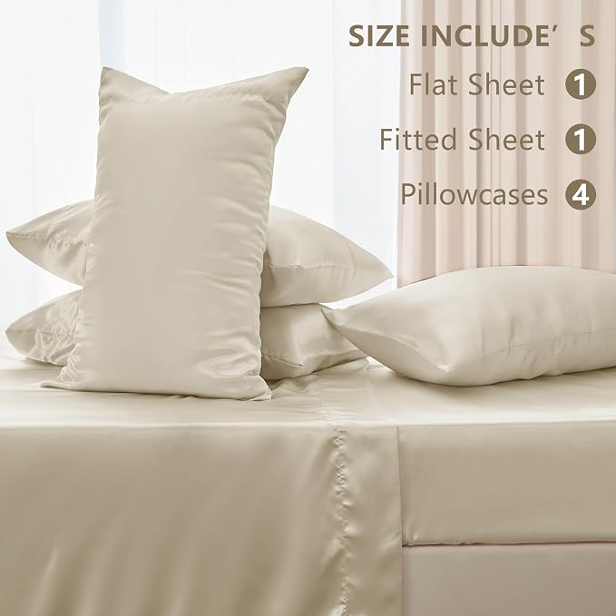 CozyLux Satin Sheets Queen Size Bed Set - Image 6