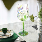 NymphFable Hand Painted Wine Glass Colorful Dragonfly Flower Artisan Painted 15 - Image 7