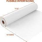 ZOMONETI Light Weight 17.5in x 10yd White Iron On Non-Woven Fusible Interfacing - Image 2