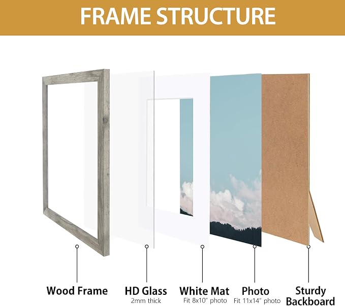 Califortree Grey Wooden 11x14 Picture Frame Set of 2 - Image 4