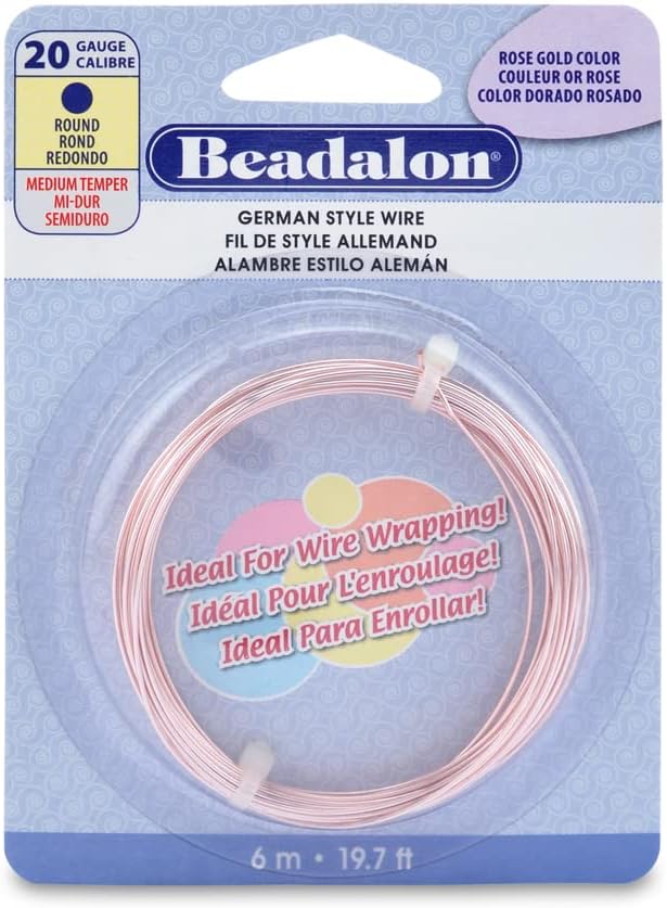 Beadalon German Style Wrapping Wire, Rose Gold Color, 20 Gauge, 6 m / 19.7 ft by Beadalon