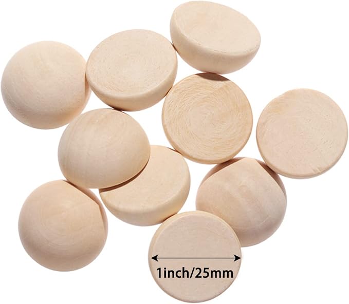 100pcs Half Wood Balls 1 Inch Diameter Unfinished Natural Mini Half Ball Split - Image 4