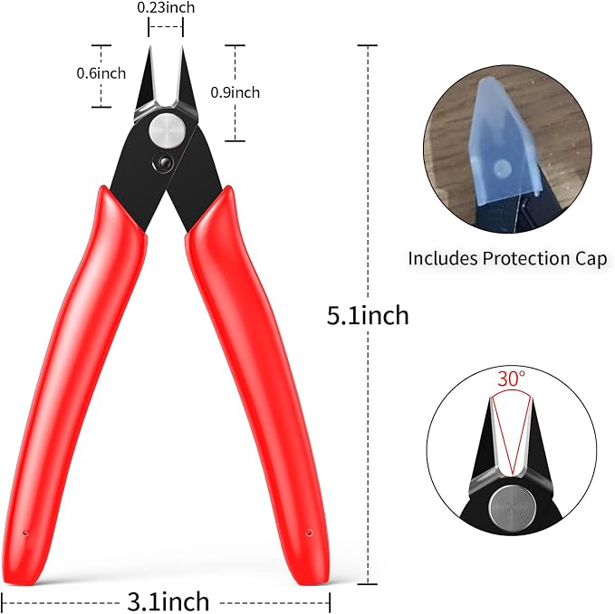 Small Wire Cutters 2-Pack Diagonal Flush Cutters 5" Red | - Image 6