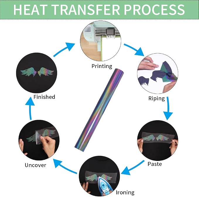 Reflective Heat Transfer Vinyl Reflective Rainbow HTV Vinyl Rolls 12inch x - Image 3