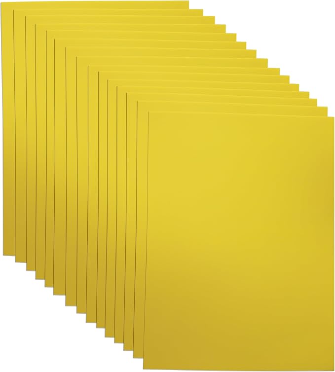 Yellow EVA Foam Sheets for Crafts, 9 x 12 Inch, 2mm Thickness, 15 Pack – Ideal by Ader+Products
