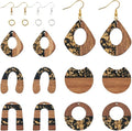 FASHEWELRY 10Pcs Resin Wood Earrings Charms Teardrop Flat Round Wooden Earring by FASHEWELRY