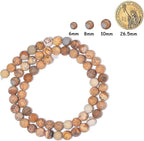 60pcs Natural Matte Picture Jasper Gemstone Beads，6mm Frosted Round Loose Stone - Image 2