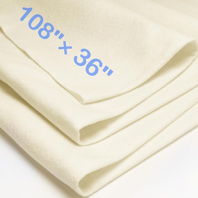 XSEINO Ivory Large Felt Fabric 108" X 36 ", 1.4 mm Thick Soft Felt Fabric Sheet by XSEINOiscreating%EF%BC%81