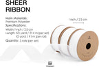 Vitalizart White Ribbon Organza Sheer Ribbon 1 inch x 30 Yd Handmade Fabric - Image 2