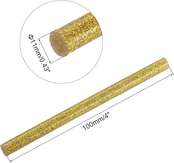 uxcell Mini Hot Glue Sticks for Glue Gun 11mm x 100mm Glitter Gold 12pcs - Image 2