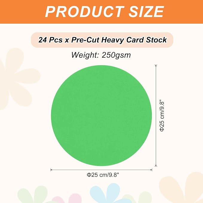MECCANIXITY 24 Pcs Circle Card Stock, 9.8 Inch Round Cutouts Paper Thick - Image 2