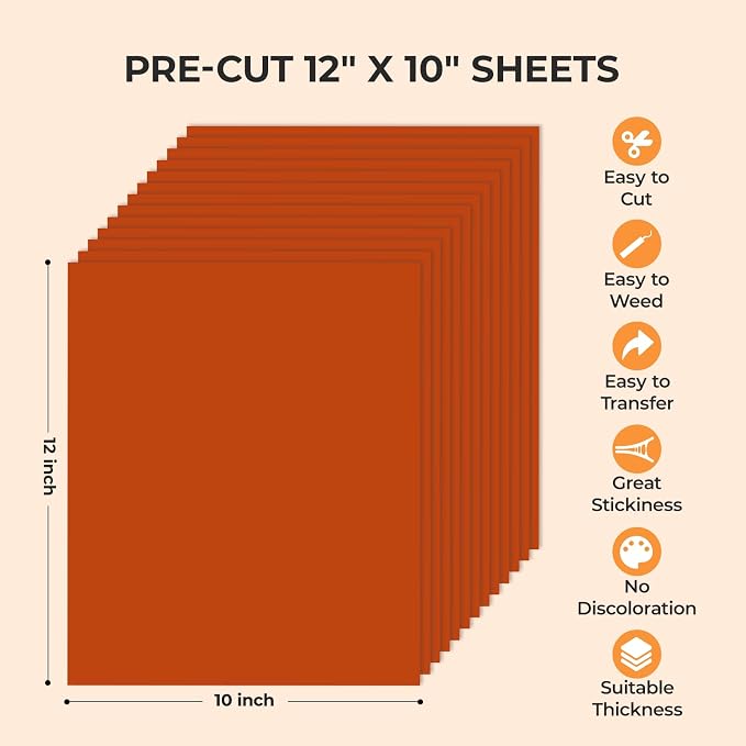 HTVRONT Orange Heat Transfer Vinyl, 13 Pack, Compatible - Image 5