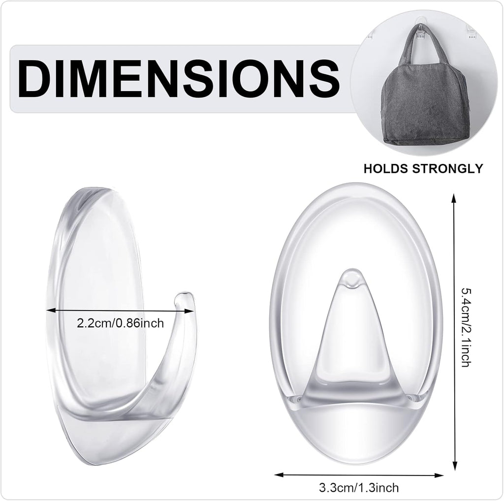 Blulu 12 Pcs Clear Adhesive Hooks for Hanging Wall Hooks Heavy Duty 22 lb Max No Damage Waterproof Transparent Hook with 15 Pcs Self-Adhesive Tapes for Home Bathroom Kitchen Office Wall