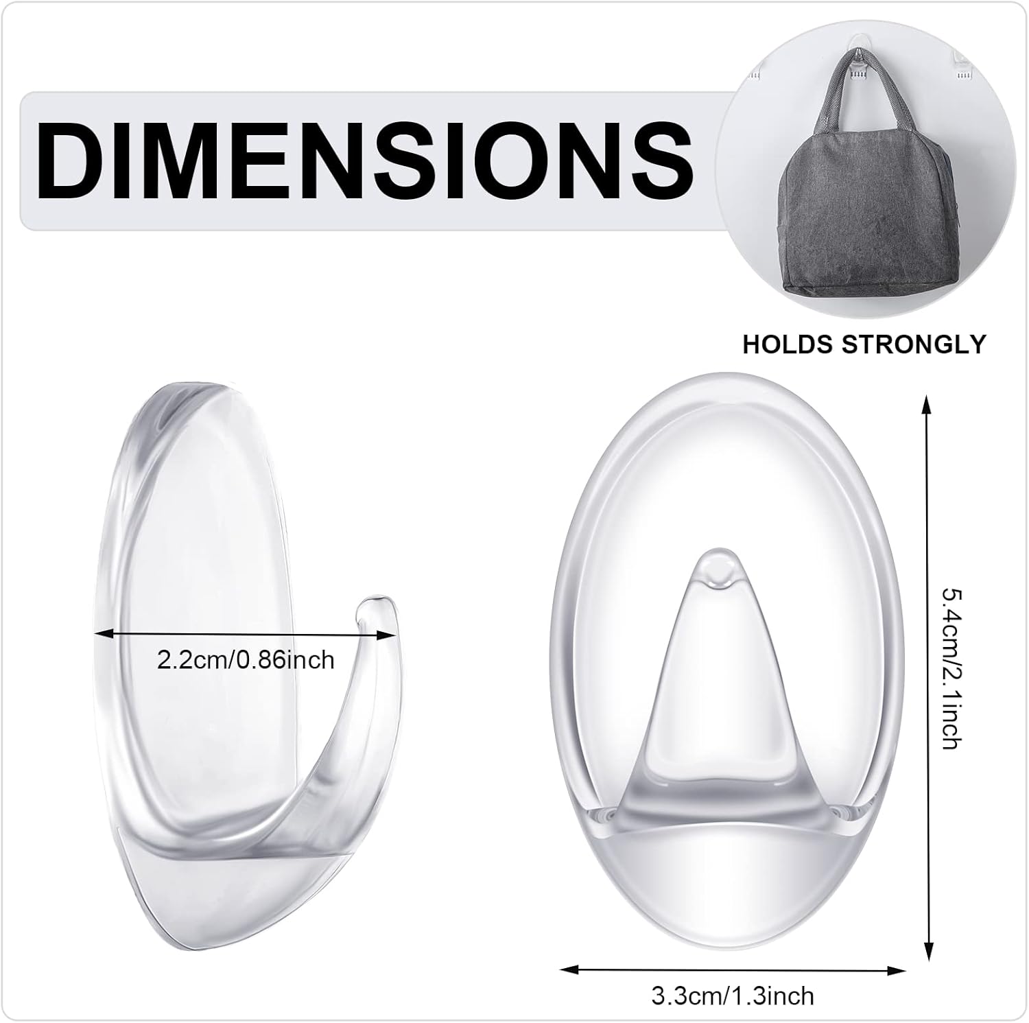 Blulu 12 Pcs Clear Adhesive Hooks for Hanging Wall Hooks Heavy Duty 22 lb Max No Damage Waterproof Transparent Hook with 15 Pcs Self-Adhesive Tapes for Home Bathroom Kitchen Office Wall