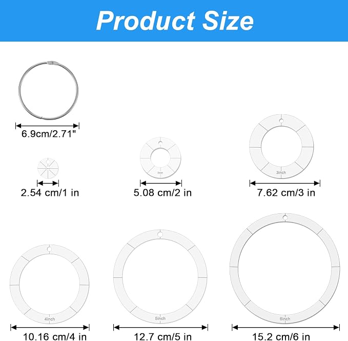 6 PCS Circle Template Quilting Acrylic Templates Set, 1/2/3/4/5/6 Inch Diameter - Image 2
