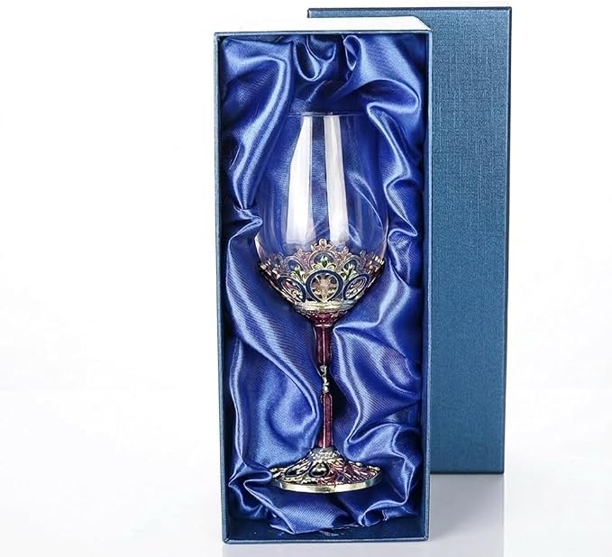 Simcat Handmade Painted Enamel Flower Glass Wine Glasses Transparent Refined by Simcat