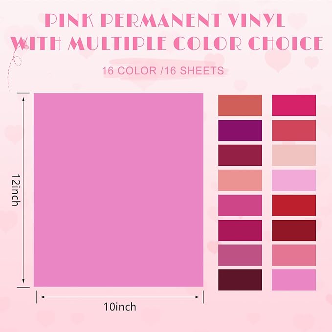 Tintnut Pink Permanent Vinyl 16 Sheets 12''x10'' Solid Color Adhesive Vinyl | - Image 2