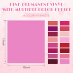 Tintnut Pink Permanent Vinyl 16 Sheets 12''x10'' Solid Color Adhesive Vinyl | - Image 2