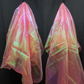 Orange Red Iridescent Organza Fabric by Unknown