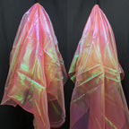 Orange Red Iridescent Organza Fabric by Unknown