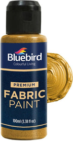 BLUEBIRD Fabric Paint, Royal Gold, 3.4 Fl Oz, Permanent Fabric Paints by BluebirdArts