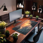 Misty Forest Desk Pad Mat Anime Mouse Pad Gaming Playmat, Large Mouse Pad Deer - Image 3