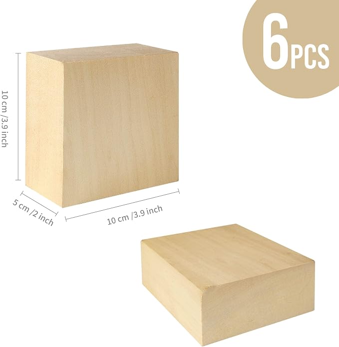6 Pack Basswood Blocks for Crafting, Home DIY - Image 2