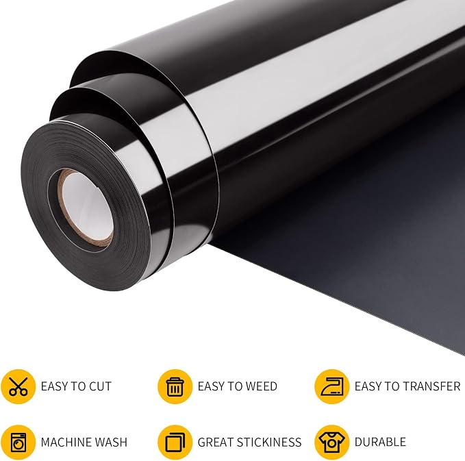VinylRus Heat Transfer Vinyl-12” x 35FT Black Iron on Vinyl Roll - Image 4