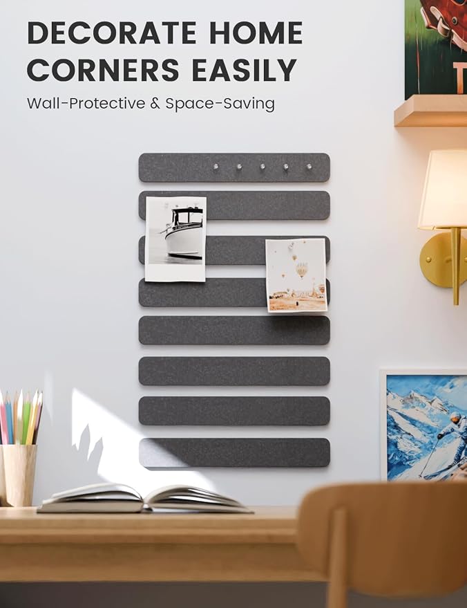 Fluxynara Cork Board Alternative Felt Strip Board 8-Pack 13"x2", Office Pin - Image 4