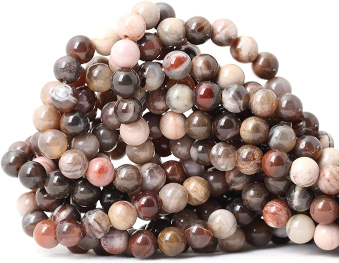 45PCS 8mm Natural Silicified Wood Jade Gemstone Round Loose Beads by CHEAVIAN