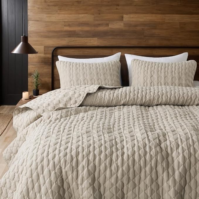 Beige Quilt King Size Bedding Sets - Image 8