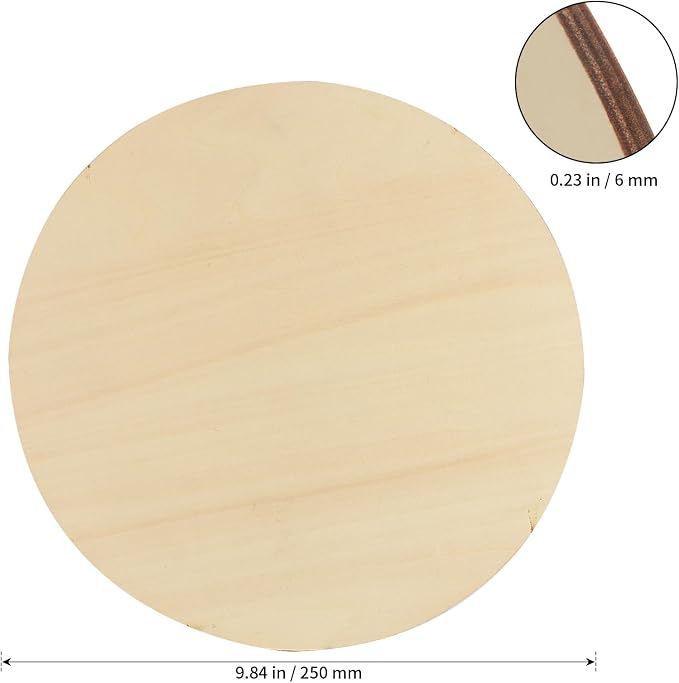 SHEUTSAN 8 PCS 10 Inch Round Basswood Circles, 1/4 Inch Thick Unfinished Wood - Image 2