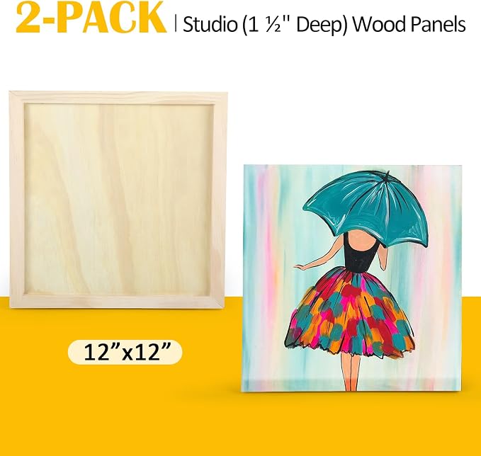 Falling in Art 2 Pack 12x12'' Unfinished Gallery Birch Wood Canvas Panels | 1 - Image 6