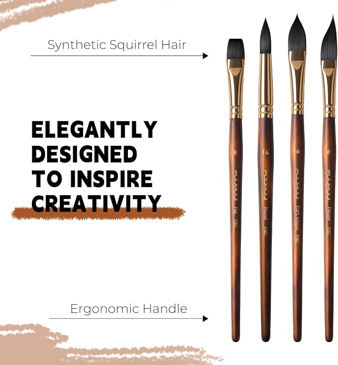 Watercolor Brushes Professional, Fuumuui 10Pcs Synthetic Squirrel Hair Water - Image 7